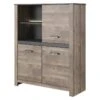 Buffet Haut SABONI - 3 Portes Et 2 Niches - Avec LEDs - Noyer Et Anthracite -Mobilia Boutique bibliotheque 483451