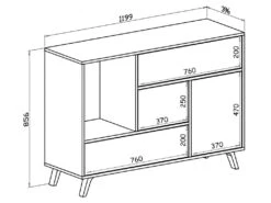 Buffet WIND 1 Porte, 3 Tiroirs, Puccini, Porte + Tiroirs Gris Anthracite,120x40x86cm -Mobilia Boutique buffet 10022949