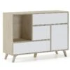Buffet WIND 1 Porte, 3 Tiroirs, Puccini, Porte Et Tiroirs Blanc.120x40x86cm. -Mobilia Boutique buffet 10023101
