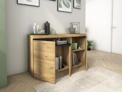 Buffet Salon Couleur ''Chene/Noir'' 3 Portes 1 Compartiment 140x40x81cm -Mobilia Boutique buffet 10023175