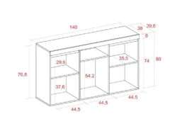 Buffet Salon Couleur ''Chene/Noir'' 3 Portes 1 Compartiment 140x40x81cm -Mobilia Boutique buffet 10023177