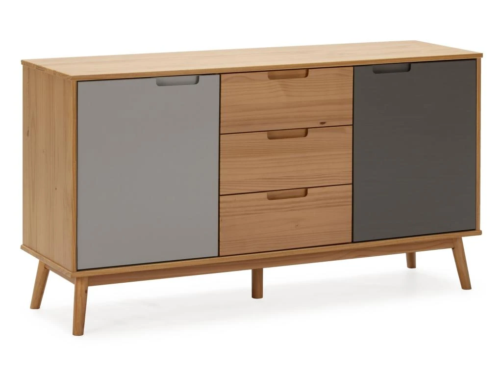Buffet Bruce 3 Tiroirs Et 2 Portes , Bois Massif, 140 Cm Largeur 3 Buffet Bruce 3 Tiroirs Et 2 Portes , Bois Massif, 140 Cm Largeur