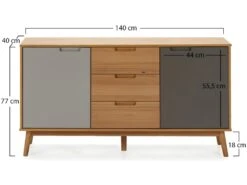 Buffet Bruce 3 Tiroirs Et 2 Portes , Bois Massif, 140 Cm Largeur 9 Buffet Bruce 3 Tiroirs Et 2 Portes , Bois Massif, 140 Cm Largeur -Mobilia Boutique buffet 10403289