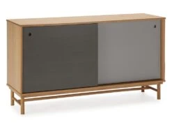 Buffet Magnus 2 Portes Coulissantes Couleur Gris, Bois Massif, 140 Cm Largeur