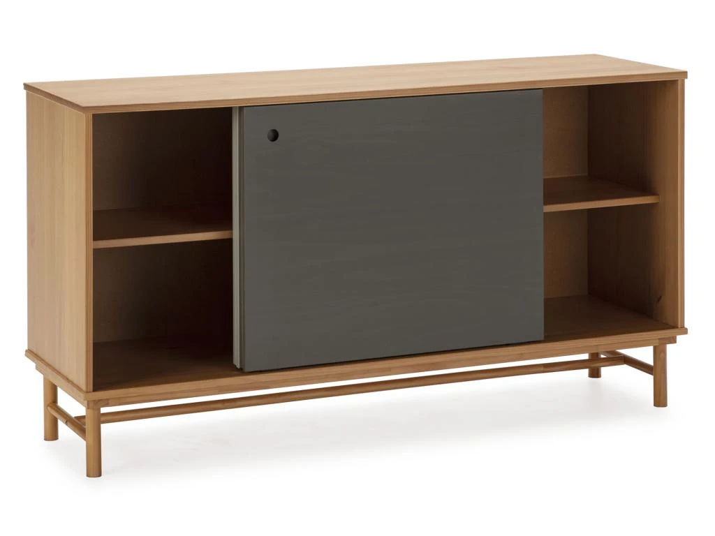 Buffet Magnus 2 Portes Coulissantes Couleur Gris, Bois Massif, 140 Cm Largeur 4 Buffet Magnus 2 Portes Coulissantes Couleur Gris, Bois Massif, 140 Cm Largeur – Image 2