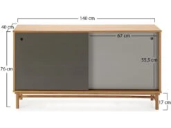 Buffet Magnus 2 Portes Coulissantes Couleur Gris, Bois Massif, 140 Cm Largeur 9 Buffet Magnus 2 Portes Coulissantes Couleur Gris, Bois Massif, 140 Cm Largeur -Mobilia Boutique buffet 10403319