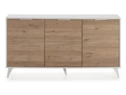 Buffet 3 Portes Koln, Couleur Blanc Brossé Et Bois, 136,5 Cm Largeur -Mobilia Boutique buffet 10403379