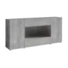 Buffet XL Design 180cm Pour Salon Couleur Gris Aspect Béton Collection PAROS.