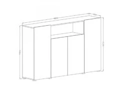 Buffet Haut XL Avec 4 Portes Et 1 Niche Avec éclairage LED Intégré Couleur Blanc Brillant Collection PAROS. -Mobilia Boutique buffet 10551905