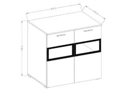 Buffet 90cm Pour Salon Avec 2 Portes Vitrées Et LED Intégrées Couleur Effet Ardoise Collection CONNOR. 9 Buffet 90cm Pour Salon Avec 2 Portes Vitrées Et LED Intégrées Couleur Effet Ardoise Collection CONNOR. -Mobilia Boutique buffet 10685681