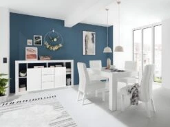 Buffet Avec 2 Portes Et 3 Tiroirs - Blanc Laqué - BALKA -Mobilia Boutique buffet 10696417