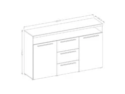 Buffet 130cm Pour Salon Couleur Gris Brillant Avec éclairage LED Multicolore Intégré Collection BOMBAY. -Mobilia Boutique buffet 10721565