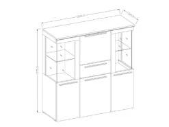 Buffet Haut Pour Salon Couleur Gris Effet Ardoise Avec éclairage LED Multicolore Intégré Collection BOMBAY. -Mobilia Boutique buffet 10736125