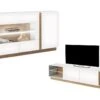 Ensemble Buffet Et Meuble TV Blanc Brillant Et Naturel - Séjour Lumineux MURARI 2 Ensemble Buffet Et Meuble TV Blanc Brillant Et Naturel - Séjour Lumineux MURARI -Mobilia Boutique buffet 10907851