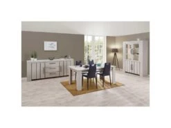 Argentier 4 Portes Chêne Blanchi à LEDs - LIERRE -Mobilia Boutique buffet 11127657