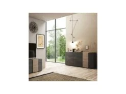 Buffet 2 Portes 3 Tiroirs Gris/Chêne Naturel - BOLZANO -Mobilia Boutique buffet 11131991