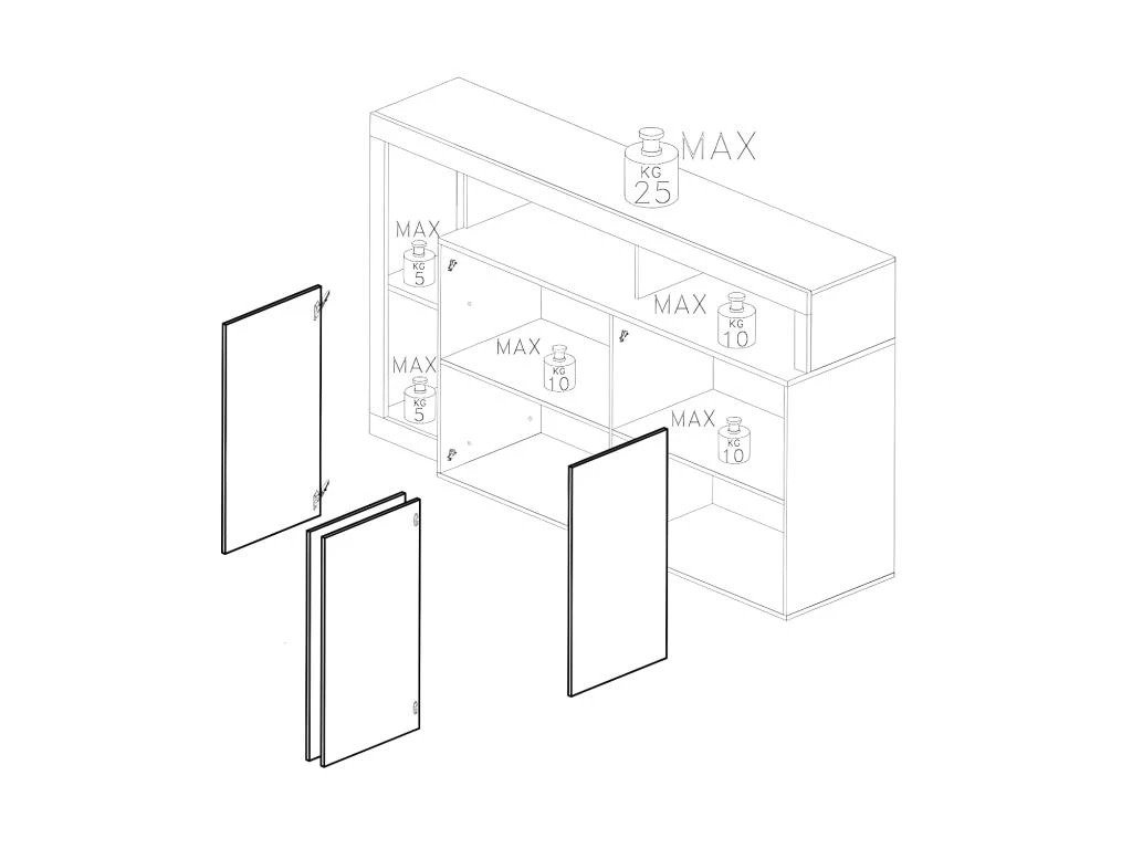 Buffet 4 Portes Blanc Laqué Brillant/Chêne Noisette - ISCHIA 4 Buffet 4 Portes Blanc Laqué Brillant/Chêne Noisette - ISCHIA – Image 2