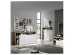 Buffet 4 Portes Blanc Laqué Brillant/Chêne Noisette - ISCHIA 9 Buffet 4 Portes Blanc Laqué Brillant/Chêne Noisette - ISCHIA -Mobilia Boutique buffet 11132389