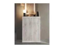 Meuble D'entrée 2 Portes Pin Blanc - MATERA