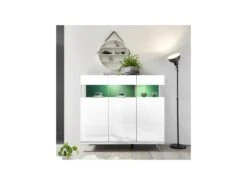 Buffet 3 Portes Laqué Blanc à LEDs - TARENTE N°2