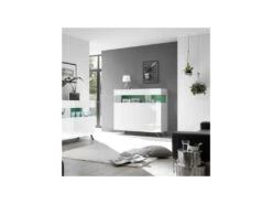 Buffet 3 Portes Laqué Blanc à LEDs - TARENTE N°2 -Mobilia Boutique buffet 11133313