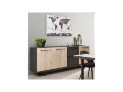 Buffet 3 Portes 2 Tiroirs Bois Clair/Béton Ciré - OZALEE -Mobilia Boutique buffet 11134061