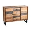 Buffet 2 Portes 4 Tiroirs Bois Massif Blanchi - ANZIA -Mobilia Boutique buffet 11134957