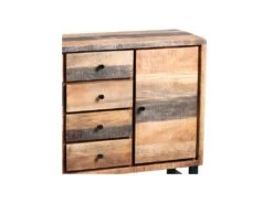Buffet 2 Portes 4 Tiroirs Bois Massif Blanchi - ANZIA -Mobilia Boutique buffet 11134961