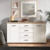 Buffet Avec 2 Portes Et 4 Tiroirs - Blanc Et Naturel - ROTARA -Mobilia Boutique buffet 11162257