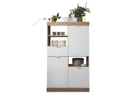 Buffet Haut Avec 3 Portes Et 1 Tiroir - Naturel Et Blanc Laqué - EVOLIA -Mobilia Boutique buffet 11175977