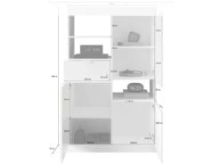 Buffet Haut Avec 3 Portes Et 1 Tiroir - Naturel Et Blanc Laqué - EVOLIA -Mobilia Boutique buffet 11175983