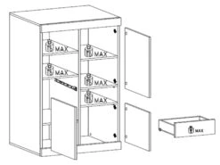 Buffet Haut Avec 3 Portes Et 1 Tiroir - Naturel Et Blanc Laqué - EVOLIA -Mobilia Boutique buffet 11175985