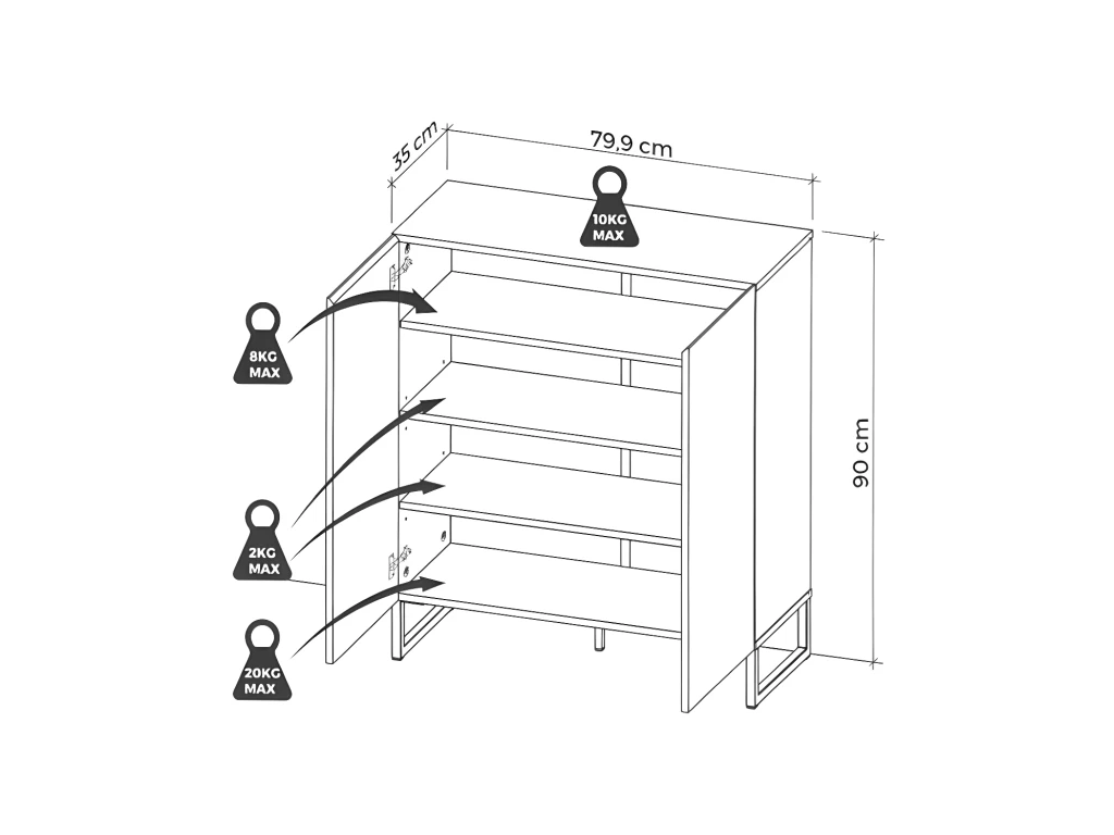 Buffet Haut Avec 2 Portes - Naturel Clair - SILVESTRA 7 Buffet Haut Avec 2 Portes - Naturel Clair - SILVESTRA – Image 5