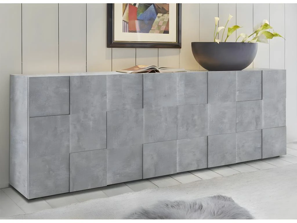 Buffet 4 Portes Béton Ciré Clair - TICATO 3 Buffet 4 Portes Béton Ciré Clair - TICATO