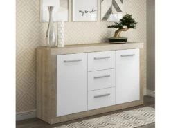 Buffet Loira 2 Portes 3 Tiroirs 78X134X35Cm Cambrian-Blanc - Venprodin -Mobilia Boutique buffet 12356383