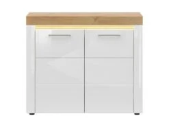 Buffet 2 Portes Avec LED Nara Blanc Et Bois -Mobilia Boutique buffet 12511539