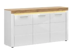 Buffet 3 Portes Avec LED Nara Blanc Et Bois
