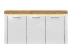 Buffet 3 Portes Avec LED Nara Blanc Et Bois -Mobilia Boutique buffet 12511571