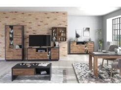 Buffet, Meuble De Rangement Avec éclairage LED Coloris Chêne, Graphite - Longueur 170 X Profondeur 45 X Hauteur 92 Cm -Mobilia Boutique buffet 12617429