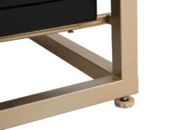 Buffet Haut Avec 2 Portes En MDF, Verre Trempé Et Métal - Effet Bois Noir Et Doré - TERIAVI -Mobilia Boutique buffet 12929131