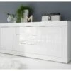 Buffet 2 Portes 3 Tiroirs Blanc Laqué Brillant - MATERA -Mobilia Boutique buffet 12989327