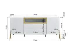 Buffet 2 Portes 2 Tiroirs - Niche De Rangement - Bois - L 175 X P 40 X H 75 - ERZA -Mobilia Boutique buffet 13013339