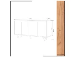 Meuble En Chêne Blanc Avec Panneaux De Particules 100% Mélaminés. 140x86x40 Cm -Mobilia Boutique buffet 13047537