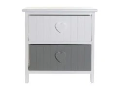 Commode Buffet Élément 2 Tiroirs "coeurs" En Paulownia Blanc 40 X 29 X 42 Cm -Mobilia Boutique buffet 13047649