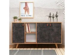 Meuble En Chêne Foncé Avec Panneaux De Particules 100% Mélaminés. 140x86x40 -Mobilia Boutique buffet 13047743