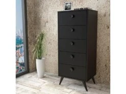 Meuble En Bois Noir Avec Panneaux De Particules 100% Mélaminés. 49x118,4x40 -Mobilia Boutique buffet 13047759