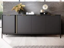 Buffet Avec 4 Portes - Anthracite Et Doré - PAVELI -Mobilia Boutique buffet 13387909