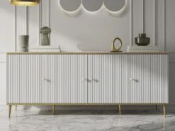 Buffet Avec 4 Portes En MDF Et Acier - Blanc Et Doré - SINEAD De Pascal MORABITO -Mobilia Boutique buffet 13621799
