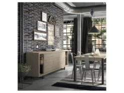 Buffet 3 Portes à Leds Chêne Clair/Noir - NINA -Mobilia Boutique buffet 13961887