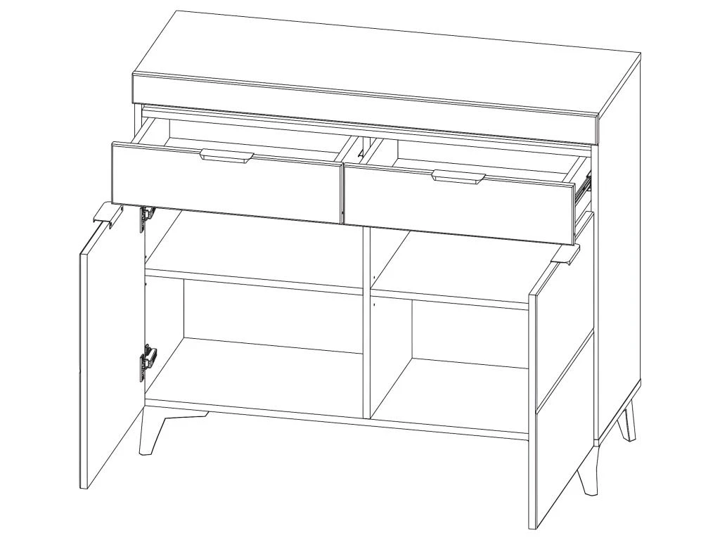 Buffet 2 Portes 2 Tiroirs LED Inclus Ruben Bois 6 Buffet 2 Portes 2 Tiroirs LED Inclus Ruben Bois – Image 4